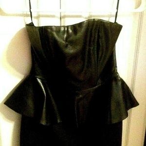 H&M Black Cocktail Mini Dress USA 4 Faux Leather